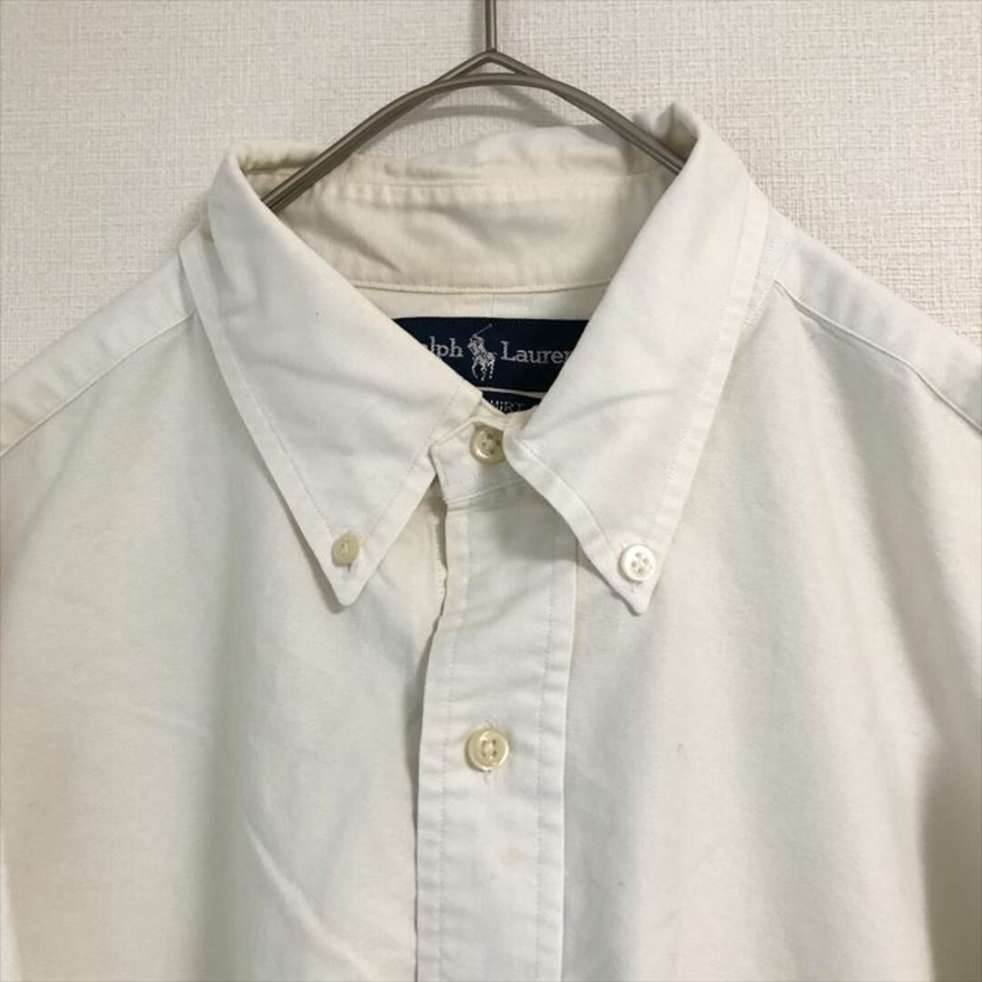 Ralph Lauren(ラルフローレン)の90s 古着 ラルフローレン 長袖シャツ 白シャツ 刺繍ロゴ L  メンズのトップス(シャツ)の商品写真