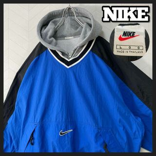 激レア90s NIKE ナイロンジャケット プルオーバー センタースウッシュ 緑Mショップ古着