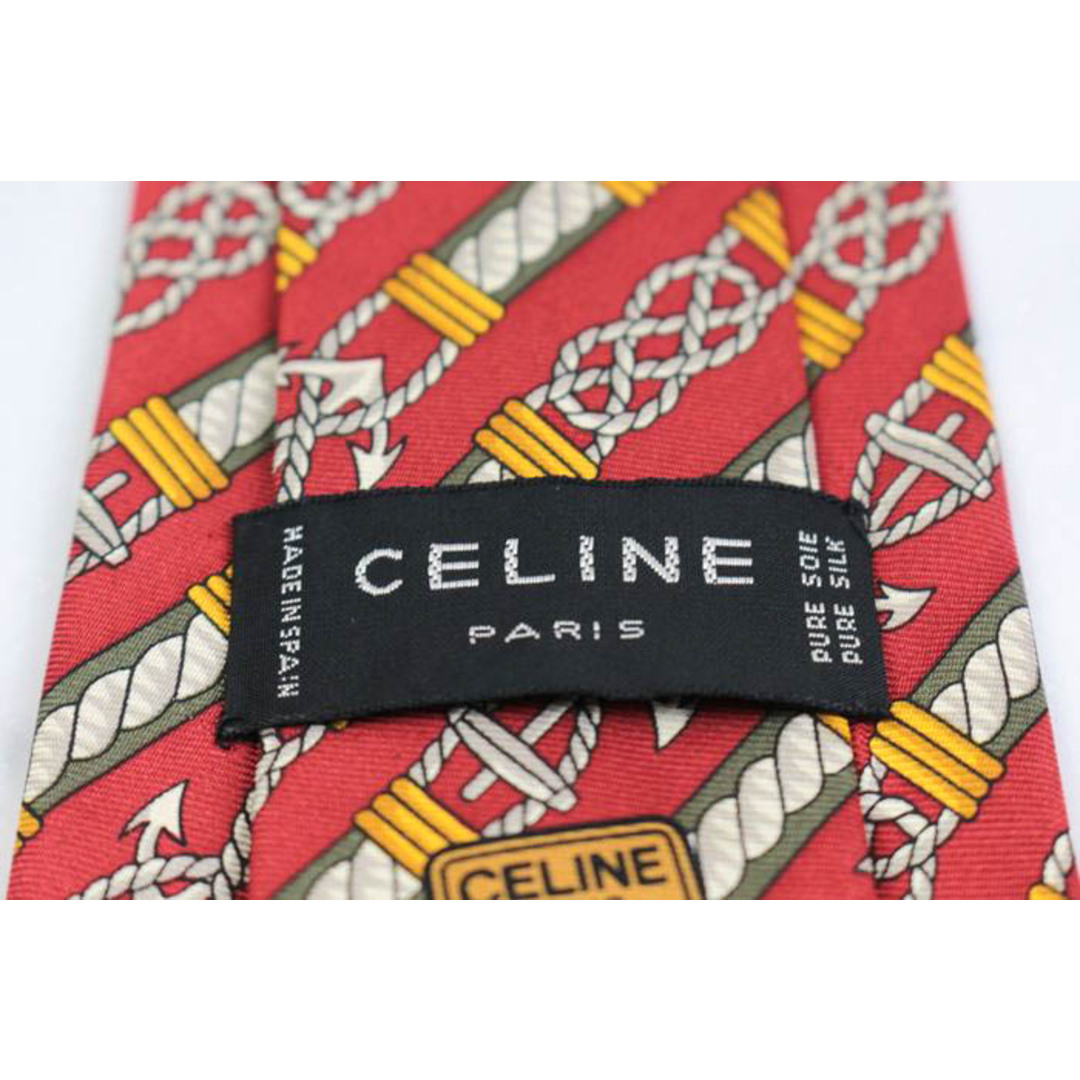 celine(セリーヌ)のセリーヌ ブランド ネクタイ ストライプ柄 チェーン柄 シルク スペイン製 PO  メンズ レッド CELINE メンズのファッション小物(ネクタイ)の商品写真