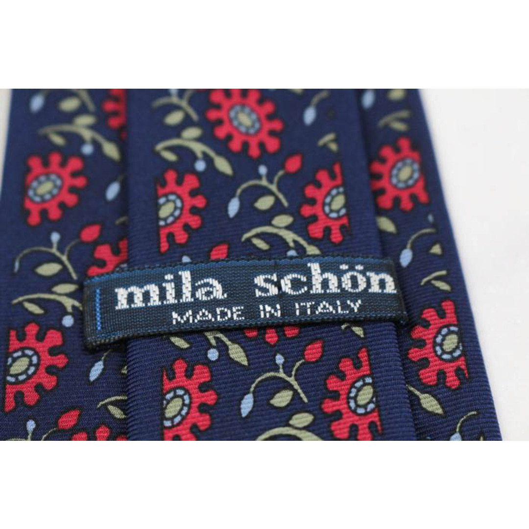 mila schon(ミラショーン)のミラショーン ブランド ネクタイ ロゴ 総柄 花柄 シルク イタリア製 PO  メンズ ネイビー mila schon メンズのファッション小物(ネクタイ)の商品写真