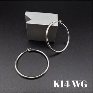 K14 WG フープ ピアス(2×40㎜) 14金ゴールド(ピアス)