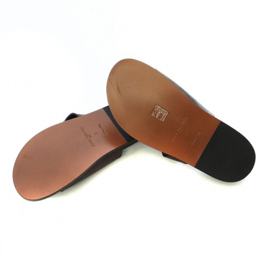 LOUIS VUITTON(ルイヴィトン)のルイヴィトン ダミエ アンフィニ サンダル レザー ベルトデザイン 7 26 茶 メンズの靴/シューズ(サンダル)の商品写真