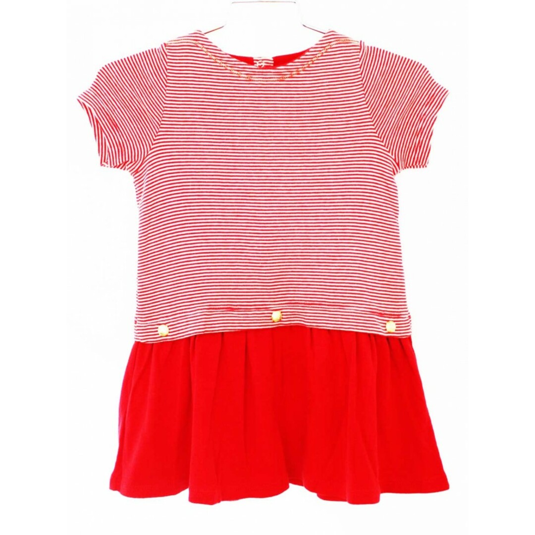 PETIT BATEAU(プチバトー)の【夏物 新入荷!】[プチバトー/PETIT BATEAU]81cm 半袖ワンピース 赤×白【中古】子供服 キッズ kids ベビー服 baby 女の子 夏 onepi 415042 キッズ/ベビー/マタニティのベビー服(~85cm)(ワンピース)の商品写真