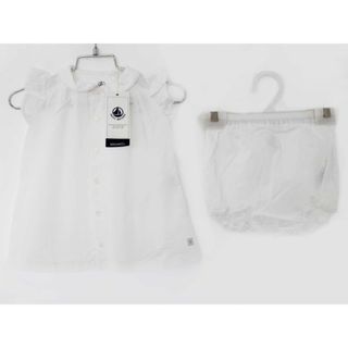 プチバトー(PETIT BATEAU)の【夏物 新入荷!】新品 未使用品[プチバトー/PETIT BATEAU]67cm ブルマ付半袖ワンピース 白 フォーマル 結婚式 冠婚葬祭 子供服 キッズ kids ベビー服 baby 女の子 夏 onepi 415042(ワンピース)