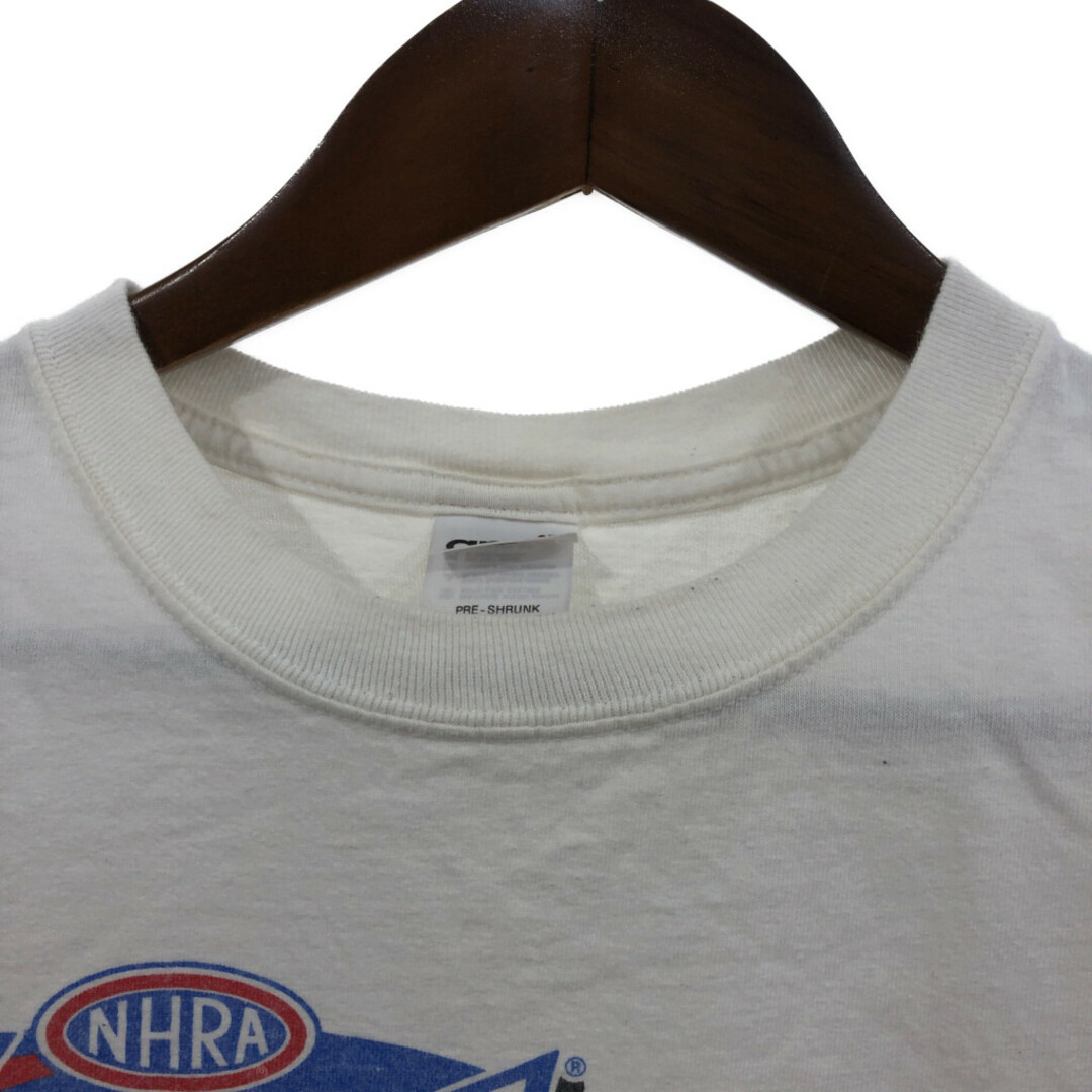 00年代 NHRA レーシング 半袖Ｔシャツ ホワイト (メンズ L) 中古 古着 Q6529 メンズのトップス(Tシャツ/カットソー(半袖/袖なし))の商品写真