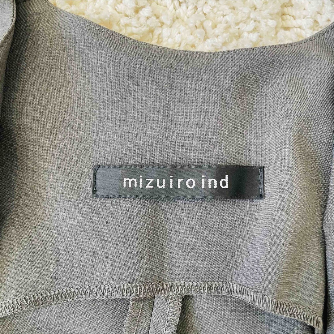 mizuiro ind(ミズイロインド)の《極美品》ミズイロインド　シャツワンピース　ノースリーブ　比翼ボタン　グレー レディースのワンピース(ロングワンピース/マキシワンピース)の商品写真