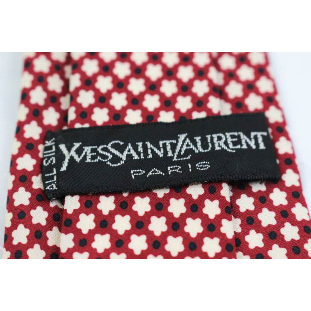 Saint Laurent(サンローラン)のイヴ・サンローラン ブランド ネクタイ YSL 花柄 ドット シルク PO  メンズ レッド YVES SAINT LAURENT メンズのファッション小物(ネクタイ)の商品写真