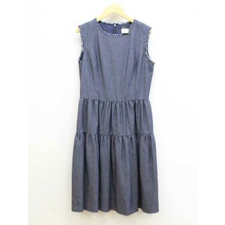 ルネ(René)の【夏物 新入荷】★Rene/ルネ★5726050/フィット＆ギャザーフレアデニムワンピース/おしゃれ/かわいい/ワンピース/ノースリーブ/ミディ丈  ブルー/青 レディース 38【中古】夏 805042(その他)