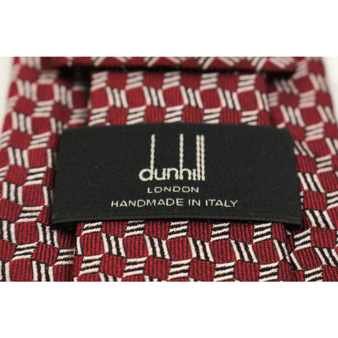 Dunhill(ダンヒル)のダンヒル ブランド ネクタイ 格子柄 スクエア柄 シルク イタリア製 PO  メンズ レッド Dunhill メンズのファッション小物(ネクタイ)の商品写真