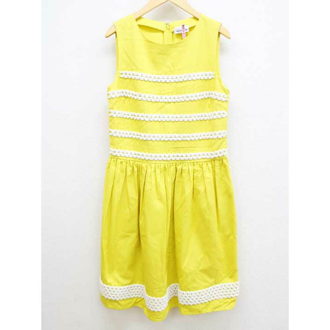 【夏物 新入荷】‡RED VALENTINO/レッドバレンチノ‡ノースリーブコットンワンピース/ノースリーブ/膝下丈 イエロー/黄 レディース 40【中古】 夏 onepi 705042 レディースのワンピース(その他)の商品写真