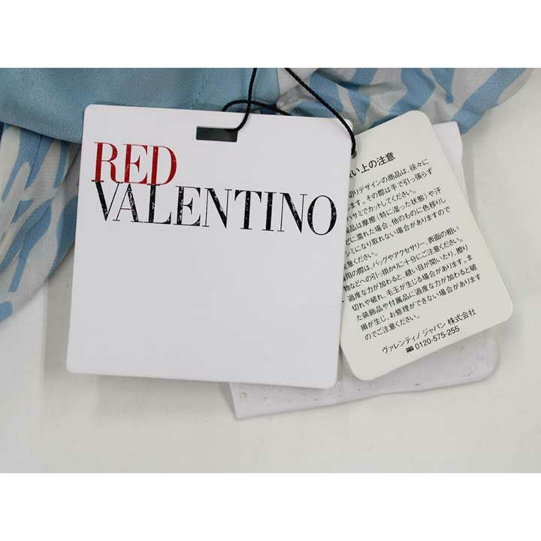 【夏物 新入荷】新品未使用品‡RED VALENTINO/レッドバレンチノ‡総柄シルクワンピース/タグ付き/フレンチスリーブ/ミモレ丈 ライトブルー/水色 レディース 40 夏 onepi 705042 レディースのワンピース(その他)の商品写真