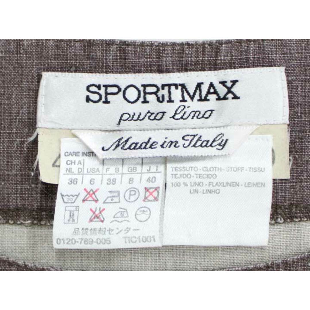 【夏物新入荷】■SPORTMAX/スポーツマックス■リネンワンピース/ノースリーブ/ミモレ丈 ブラウン/茶色 レディース 40【中古】夏 onepi 805042 レディースのワンピース(その他)の商品写真