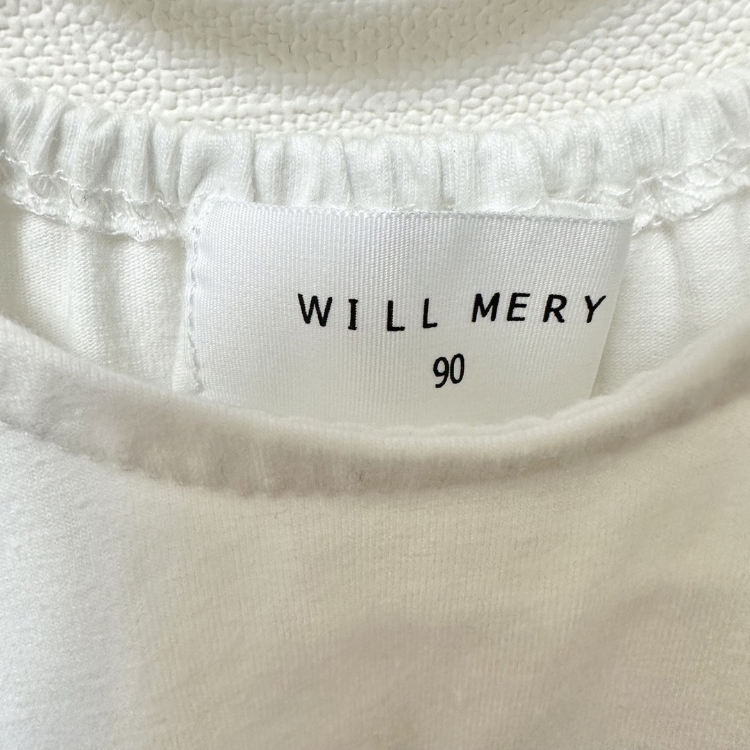 WILL MERY(ウィルメリー)のWILL MERY ウィルメリー　ワンピース　90cm ホワイト×ヤシの木 キッズ/ベビー/マタニティのキッズ服女の子用(90cm~)(ワンピース)の商品写真