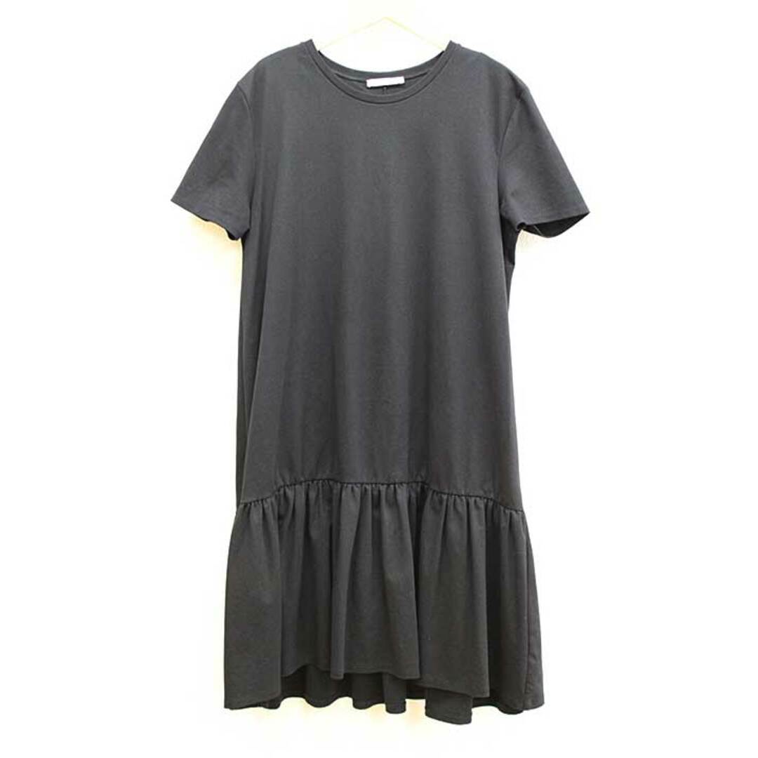 ZARA(ザラ)の【夏物 新入荷】★ZARA/ザラ★裾フリルカットソーワンピース/かわいい/カジュアル/ワンピース/ミディ丈/半袖 ブラック/黒 レディース L【中古】夏 315042 レディースのワンピース(その他)の商品写真