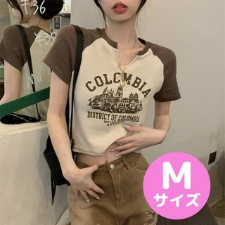 【新品・未使用】クロップド Tシャツ 半袖 春 体系カバー かわいい 韓国(Tシャツ(半袖/袖なし))
