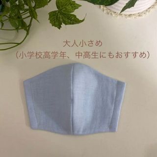 大人小さめマスク　ハンドメイドマスク　無地　水色　立体マスク(外出用品)