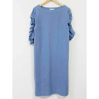 バーニーズニューヨーク(BARNEYS NEW YORK)の【夏物 新入荷】☆BARNEYS NEWYORK/バーニーズニューヨーク☆袖ギャザーワンピース/ワンピース/プルオーバー/無地/七分袖/ミモレ丈 ブルー/青 レディース F【中古】春夏 onepi 015042(その他)