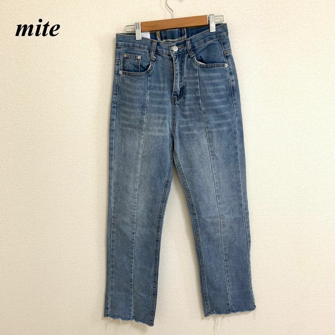 ミテ mite バックシルエットパンツ デニム  S ブルー □ レディースのパンツ(デニム/ジーンズ)の商品写真