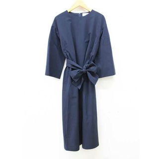 ハナエモリ(HANAE MORI)の【春物新入荷】■HANAE MORI/ハナエモリ■ベルト付半袖ワンピース/半袖/ロング丈 ネイビー/紺 レディース 38【中古】春夏 onepi 805042(その他)