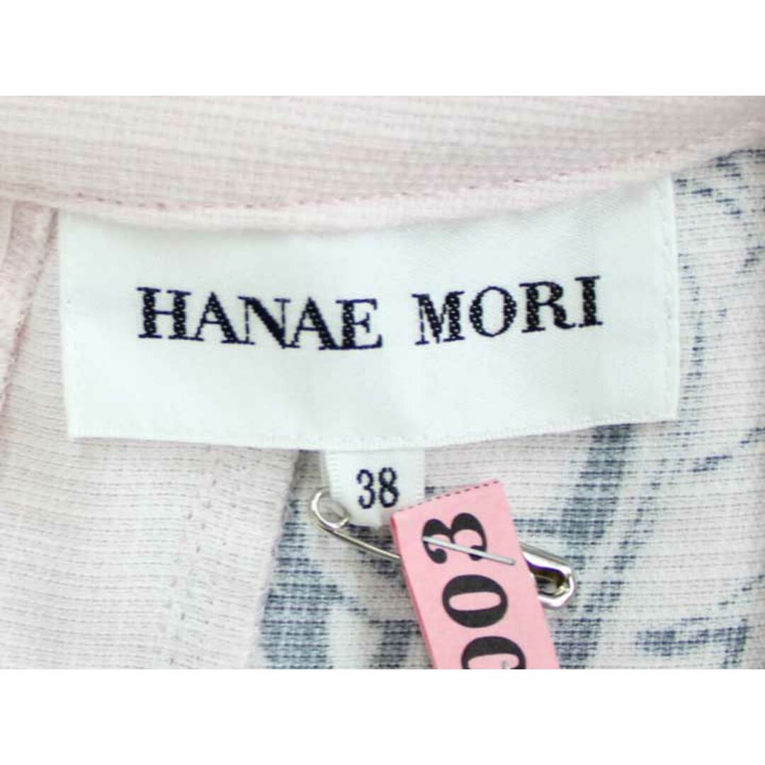 HANAE MORI(ハナエモリ)の【夏物新入荷】■HANAE MORI/ハナエモリ■コットンリネン総柄ワンピース/半袖/ミモレ丈 ピンク×グレー レディース 38【中古】夏 onepi 805042 レディースのワンピース(その他)の商品写真