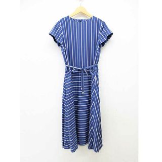 ハナエモリ(HANAE MORI)の【夏物新入荷】■HANAE MORI/ハナエモリ■レールボーダーワンピース/半袖/ロング丈 ブルー×ホワイト/青×白 レディース 38【中古】夏 onepi 805042(その他)