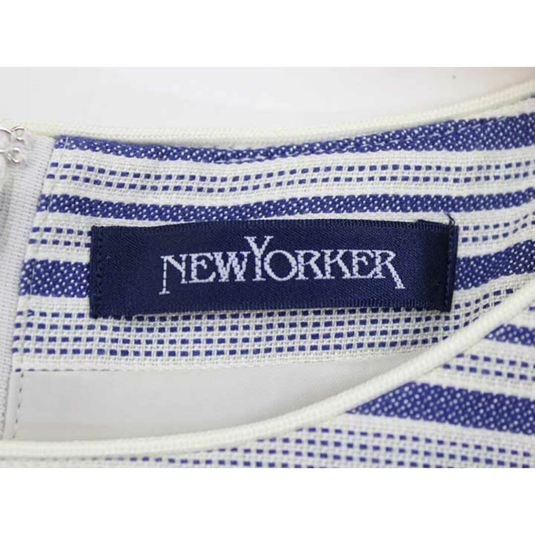 NEWYORKER(ニューヨーカー)の【夏物 新入荷】『NEWYORKER/ニューヨーカー』ボーダーワンピース/半袖/ミモレ丈 ホワイト×ブルー/白×青 レディース 9AR 【中古】 夏 onepi 905042 レディースのワンピース(その他)の商品写真