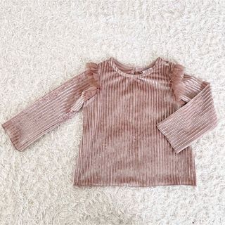 ザラキッズ(ZARA KIDS)のZARA Kids 肩フリルチュールベロア長袖トップス 子供服 キッズ 女の子(シャツ/カットソー)