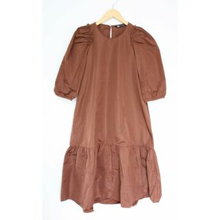 ザラ(ZARA)の【夏物 新入荷】●ZARA/ザラ●袖ボリュームワンピース/七分袖/クルーネック/ロング丈 ブラウン/茶 レディース XS【中古】夏 onepi 415042(その他)