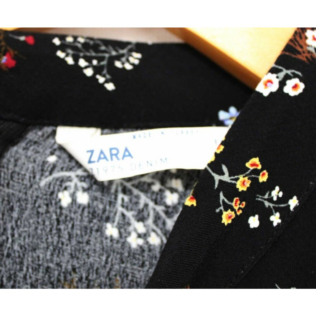 ZARA(ザラ)の【春夏物 新入荷】●ZARA/ザラ●フラワープリントワンピース/七分袖/ハイネック/ロング丈 ブラック/黒 レディース S【中古】春夏 onepi 415042 レディースのワンピース(その他)の商品写真