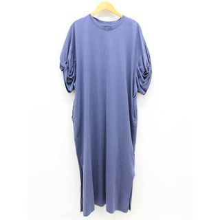 【夏物 新入荷】『SAYAKADAVIS/サヤカディヴィス』Twisted Sleeve Tee Dress/ワンピース/無地/カットソー/半袖/ロング丈 ブルー/青 レディース S 【中古】 夏 onepi 805042(その他)