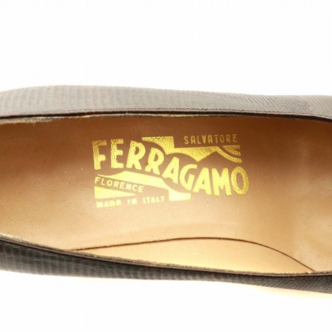 Salvatore Ferragamo(サルヴァトーレフェラガモ)のサルヴァトーレフェラガモ パンプス レザー リザード型押し 5.5 23cm 黒 レディースの靴/シューズ(ハイヒール/パンプス)の商品写真