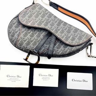 Christian Dior - 良品 クリスチャンディオール サドルバッグ トロッター柄 総柄 デニム レザー