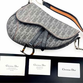 クリスチャンディオール(Christian Dior)の良品 クリスチャンディオール サドルバッグ トロッター柄 総柄 デニム レザー(ハンドバッグ)