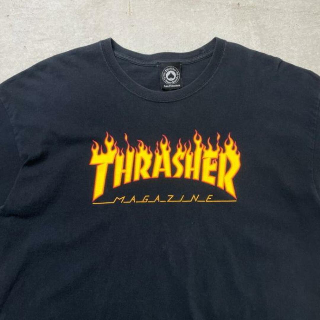 00年代 THRASHER MAGAZINE FLAME LOGO スラッシャー フレイム ロングTシャツ ロンT メンズXL メンズのトップス(Tシャツ/カットソー(七分/長袖))の商品写真