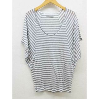 LAUTREAMONT - 【夏物 新入荷】‡LAUTREAMONT｜ロートレアモン‡ボーダーカットソー/Tシャツ/半袖  ライトグレー×ホワイト/白 レディース 38【中古】夏 115042