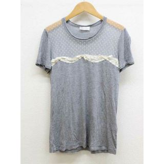 【夏物 新入荷】‡RED VALENTINO/レッドバレンチノ‡レース切替Tシャツ/カットソー/半袖 グレー レディース S【中古】 夏 705042(Tシャツ(半袖/袖なし))