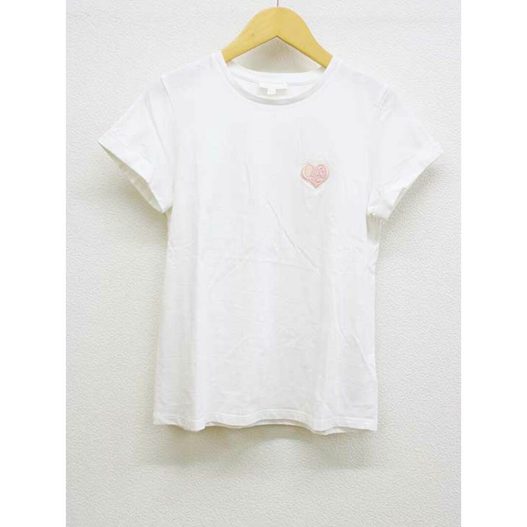 Chloe(クロエ)の【夏物 新入荷】‡Chloe/クロエ‡ハートロゴ刺繍カットソー/Tシャツ/半袖 ホワイト/白 レディース  14【中古】 夏 705042 レディースのトップス(Tシャツ(半袖/袖なし))の商品写真