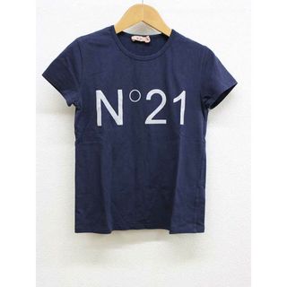 【夏物 新入荷】‡N°21/ヌメロ ヴェントゥーノ‡ロゴプリントカットソー/Tシャツ/半袖 ネイビー/紺 レディース 40（キッズサイズ）【中古】 夏 705042