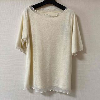 シマムラ(しまむら)のしまむら　yumi スラブプルオーバー　中白　Lサイズ(Tシャツ(半袖/袖なし))