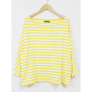 プチバトー(PETIT BATEAU)の【夏物 新入荷】☆PETIT BATEAU/プチバトー☆ドルマンボーダーカットソー/カットソー/Tシャツ/長袖/カジュアル イエロー×ホワイト/黄×白 レディース L【中古】春夏 415042(Tシャツ(半袖/袖なし))