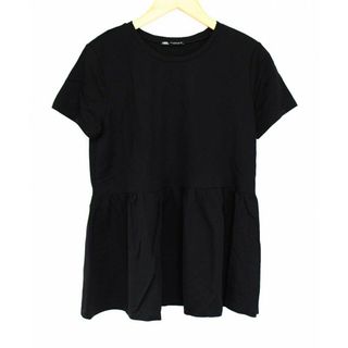 ザラ(ZARA)の【夏物 新入荷】●ZARA/ザラ●半袖カットソー/プルオーバー/クルーネック ブラック/黒 レディース S【中古】夏 415042(Tシャツ(半袖/袖なし))