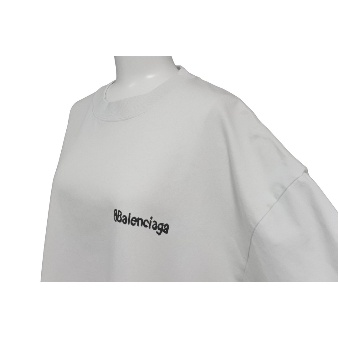 Balenciaga(バレンシアガ)の極美品 BALENCIAGA バレンシアガ 23AW BB CORP MEDIUM FIT Tシャツ 23AW クルーネック ホワイト サイズL 612966 TJV87 中古 63043 レディースのトップス(Tシャツ(半袖/袖なし))の商品写真