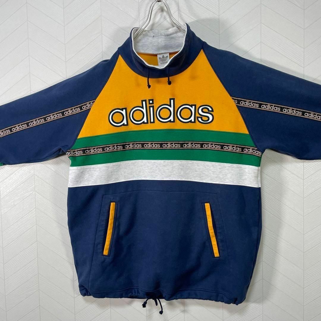 adidas(アディダス)の入手困難 80s adidas スウェット トレーナー ハイネック 両面刺繍ロゴ メンズのトップス(スウェット)の商品写真