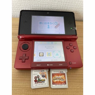 ニンテンドー3DS(ニンテンドー3DS)の任天堂　NINTENDO ニンテンドー　3DS 本体　ソフト2本セット　レッド(携帯用ゲーム機本体)