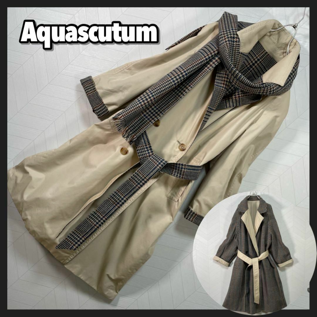 AQUA SCUTUM(アクアスキュータム)の英国製 アクアスキュータム リバーシブル トレンチコート マフラー ベルト付き レディースのジャケット/アウター(トレンチコート)の商品写真