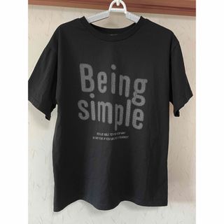 シマムラ(しまむら)のプリントロゴ ビッグTシャツ クルーネック半袖Tシャツ ブラック レディース M(Tシャツ(半袖/袖なし))