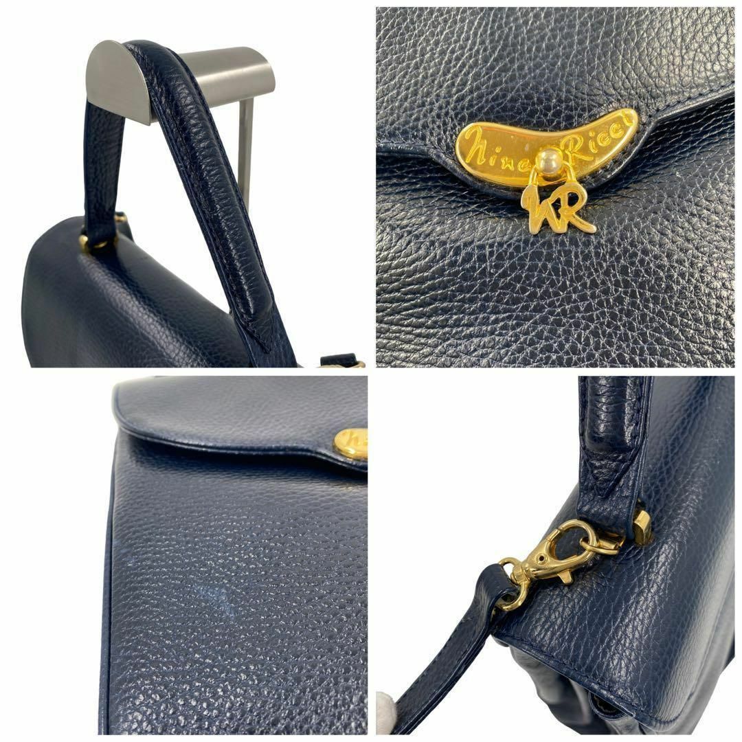 NINA RICCI(ニナリッチ)のニナリッチ　2WAYショルダーバッグ　ハンドバッグ　ゴールド金具　ネイビー紺 レディースのバッグ(ハンドバッグ)の商品写真