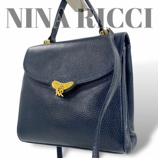 NINA RICCI - ニナリッチ　2WAYショルダーバッグ　ハンドバッグ　ゴールド金具　ネイビー紺
