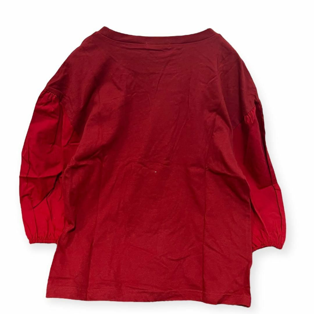 E216 ニコロン　異素材プルオーバーシャツ　赤　新品 レディースのトップス(Tシャツ(長袖/七分))の商品写真