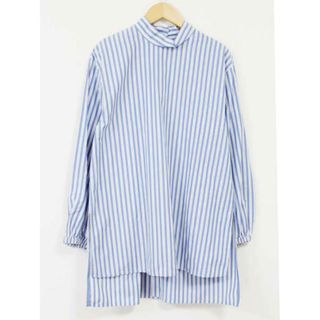 GALLARDA GALANTE - 【夏物 新入荷】☆GALLARDAGALANTE/ガリャルダガランテ☆スタンドロングブラウス/シャツ/ブラウス/長袖/サイドスリット/カジュアル ブルー×ホワイト/青×白 レディース F【中古】春夏 015042